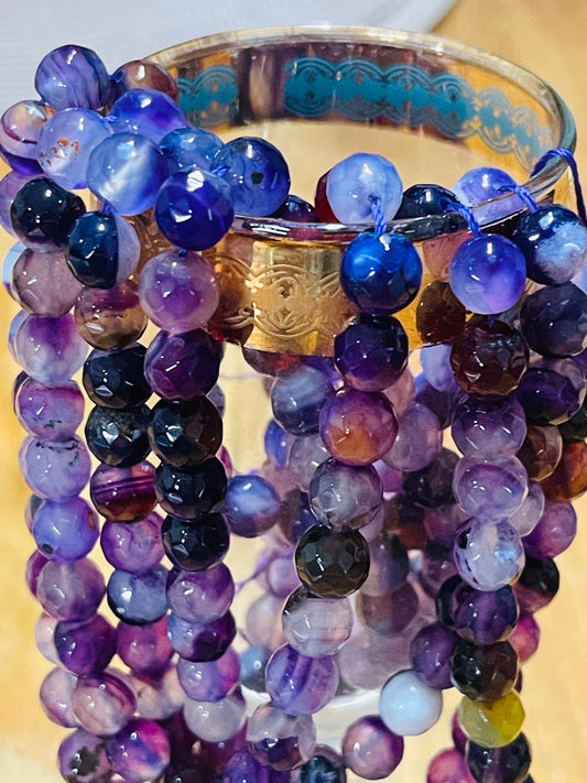 AGATE 8MM ROUND MEDIUM ORCHID 47 PCS PER 1 STRAND