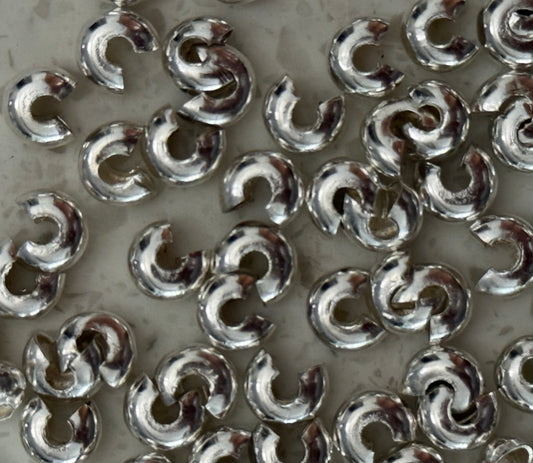 CRIMP COVER ROUND 5MM SILVER PLATE