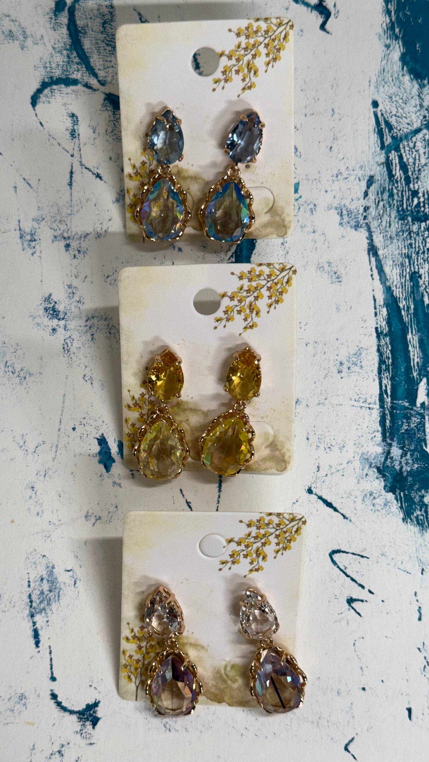 STUD DROP EARRINGS CRYSTAL 1 PAIR