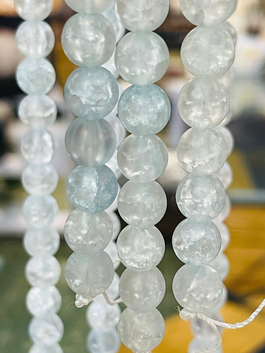 CRACKLE GLASS 10MM ROUND CORNFLOWER