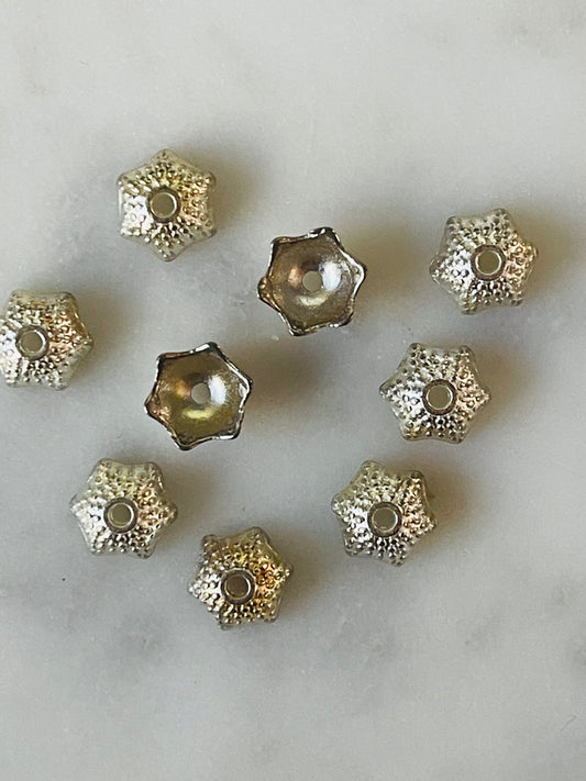 BEAD CAP SILVER PLATE MATTE 8MM 8 PC