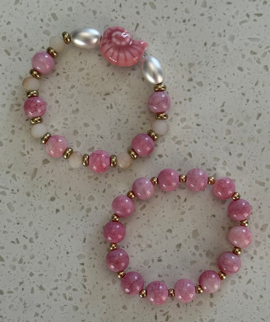 PINK NAUTILUS BRACELET 2pc set