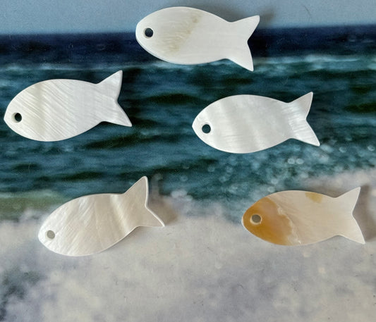 CHARM MOTHER OF PEARL FISH 22MM 5 PCS