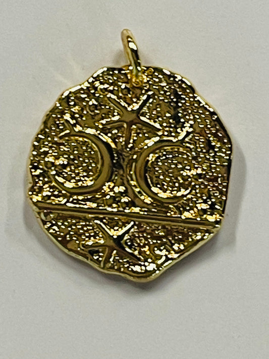 PENDANT MOON & STAR 19MM GP 20KT 1 PC