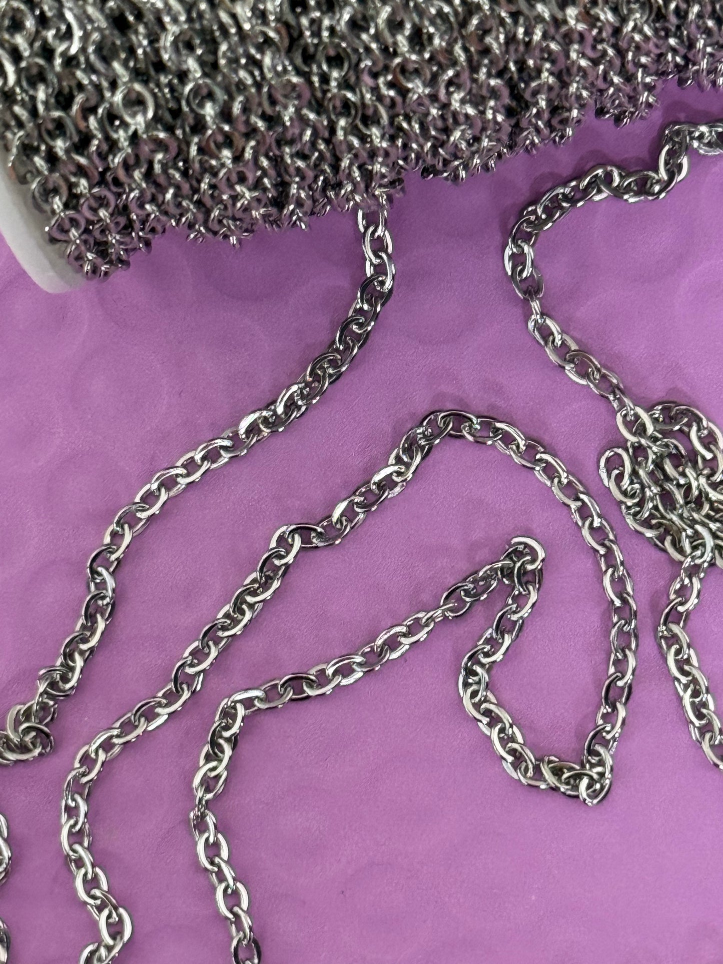 CHAIN CABLE LINKS STAINLESS STEEL 4X3MM PER YARD
