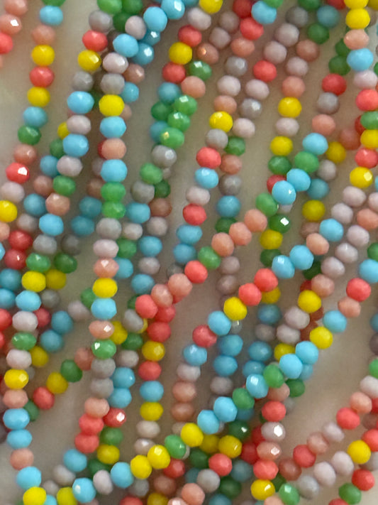GLASS RONDELLE 3X2MM MIXED BRIGHTS 1 STRAND
