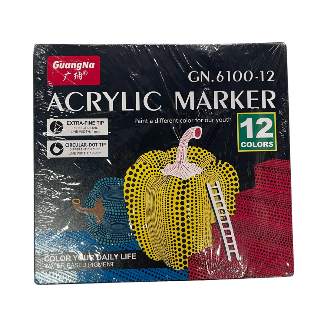 MARKERS SET 12 PC ACRYLIC DUAL TIP