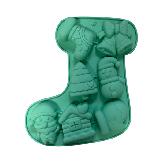 MOLDE NAVIDAD SANTA, SNOWMAN, TREE 7 HUECOS