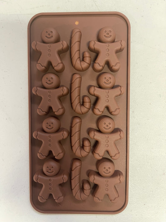 MOLDE GINGERBREAD MAN & BASTON 12 HUECOS 1 PC