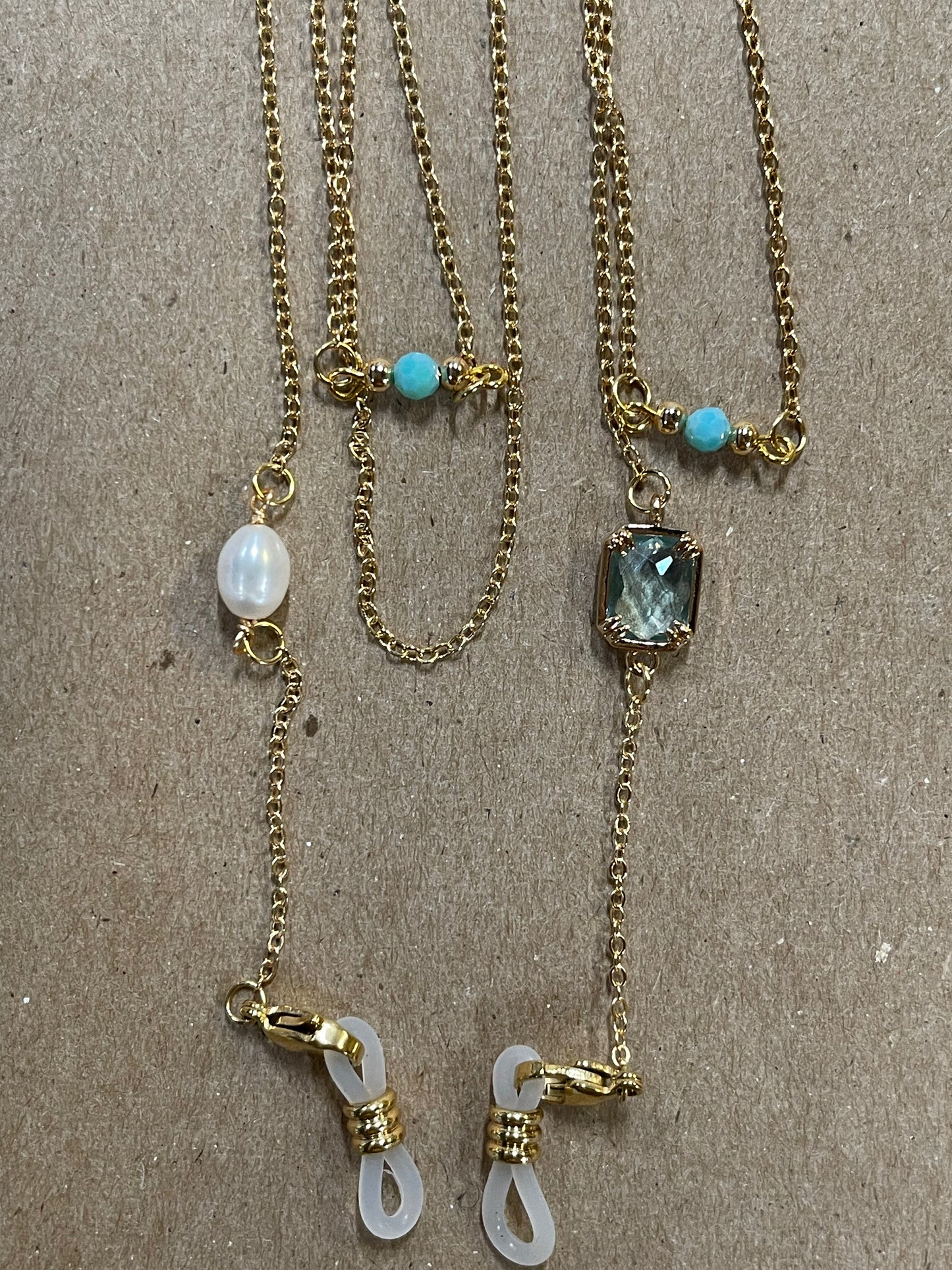 EYEGLASS CHAIN WITH PEARLS STAINLESS STEEL CHAIN