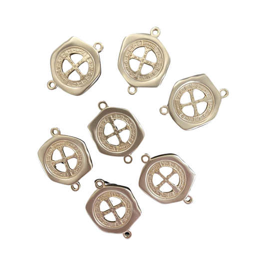 LINK MATTE GOLD WITH CROSS 35X25MM 1 PC