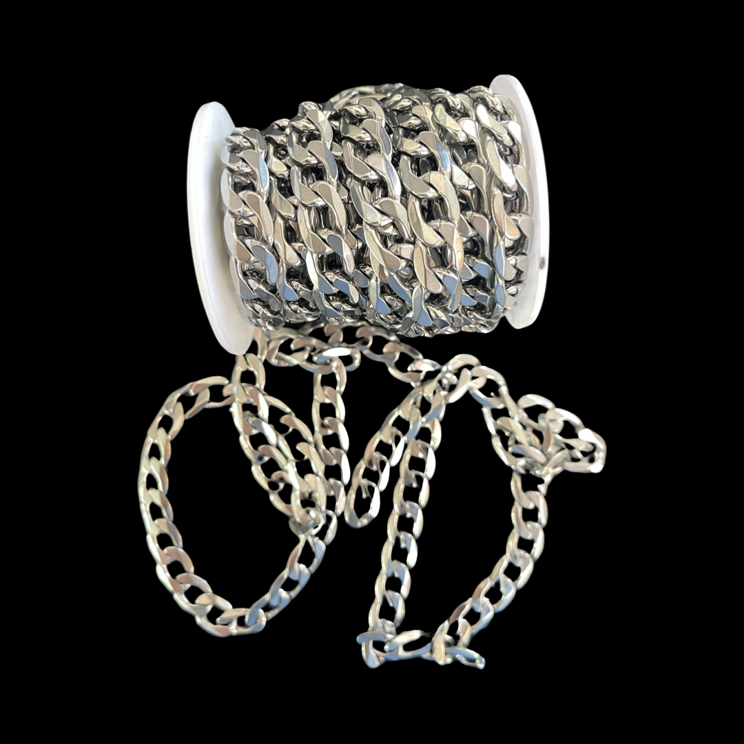 CHAIN STAINLESS STEEL CUBAN LINK SILVER 17X11MM POR PIE