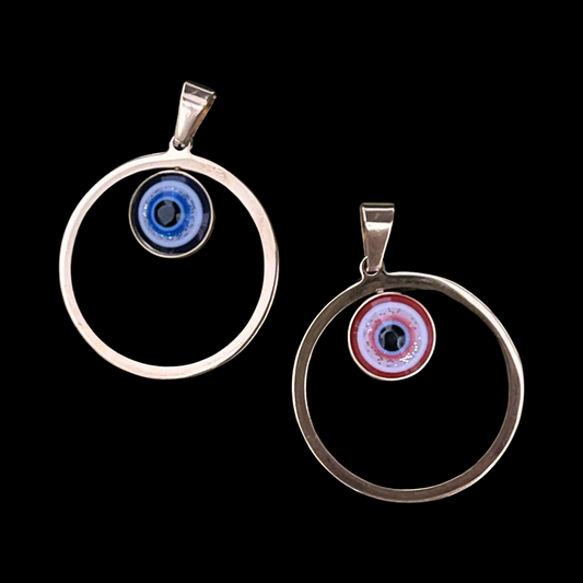 PENDANT CIRCLE WITH EYE 37X33 STAINLESS STEEL GOLD PLATE 1 PC