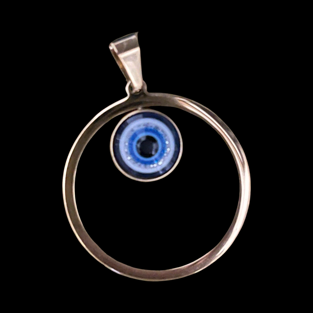 PENDANT CIRCLE WITH EYE 37X33 STAINLESS STEEL GOLD PLATE 1 PC