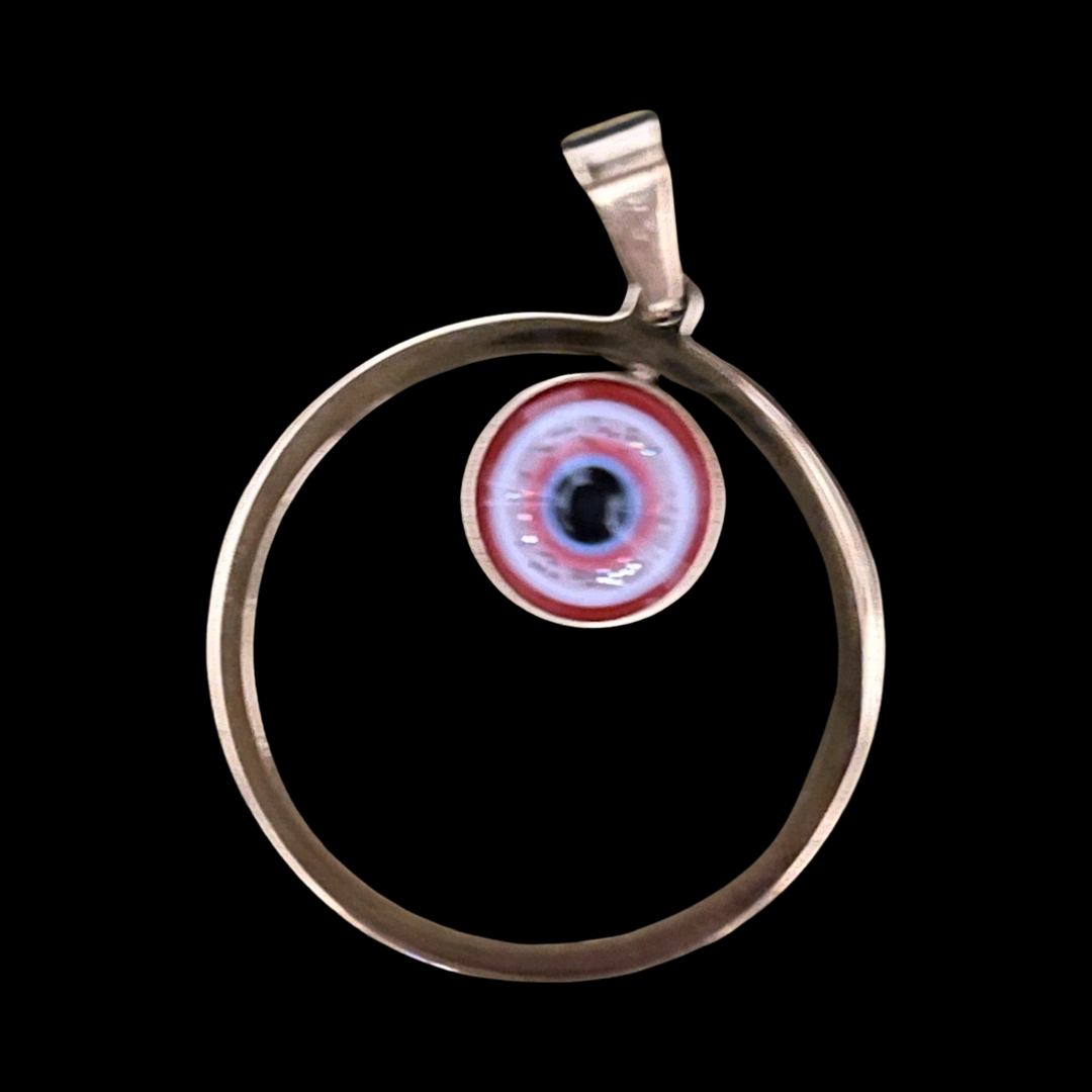 PENDANT CIRCLE WITH EYE 37X33 STAINLESS STEEL GOLD PLATE 1 PC