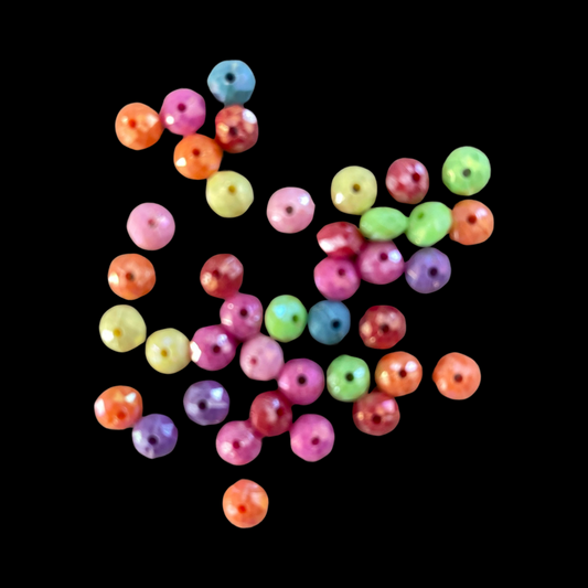 RONDELLE ACRYLIC 8X5MM MIX COLORS HOLE 1.6MM 40PC