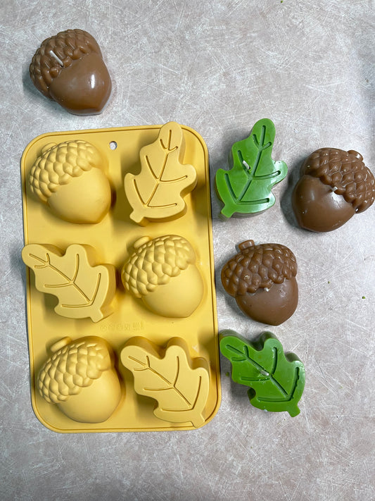 MOLD SILICONE CHESTNUTS AND LEAVES 6 CAVITIES 1 PC