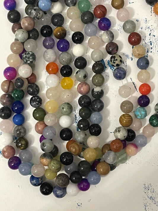 MIX GEMSTONE 8MM ROUND ABOUT 47 PCS