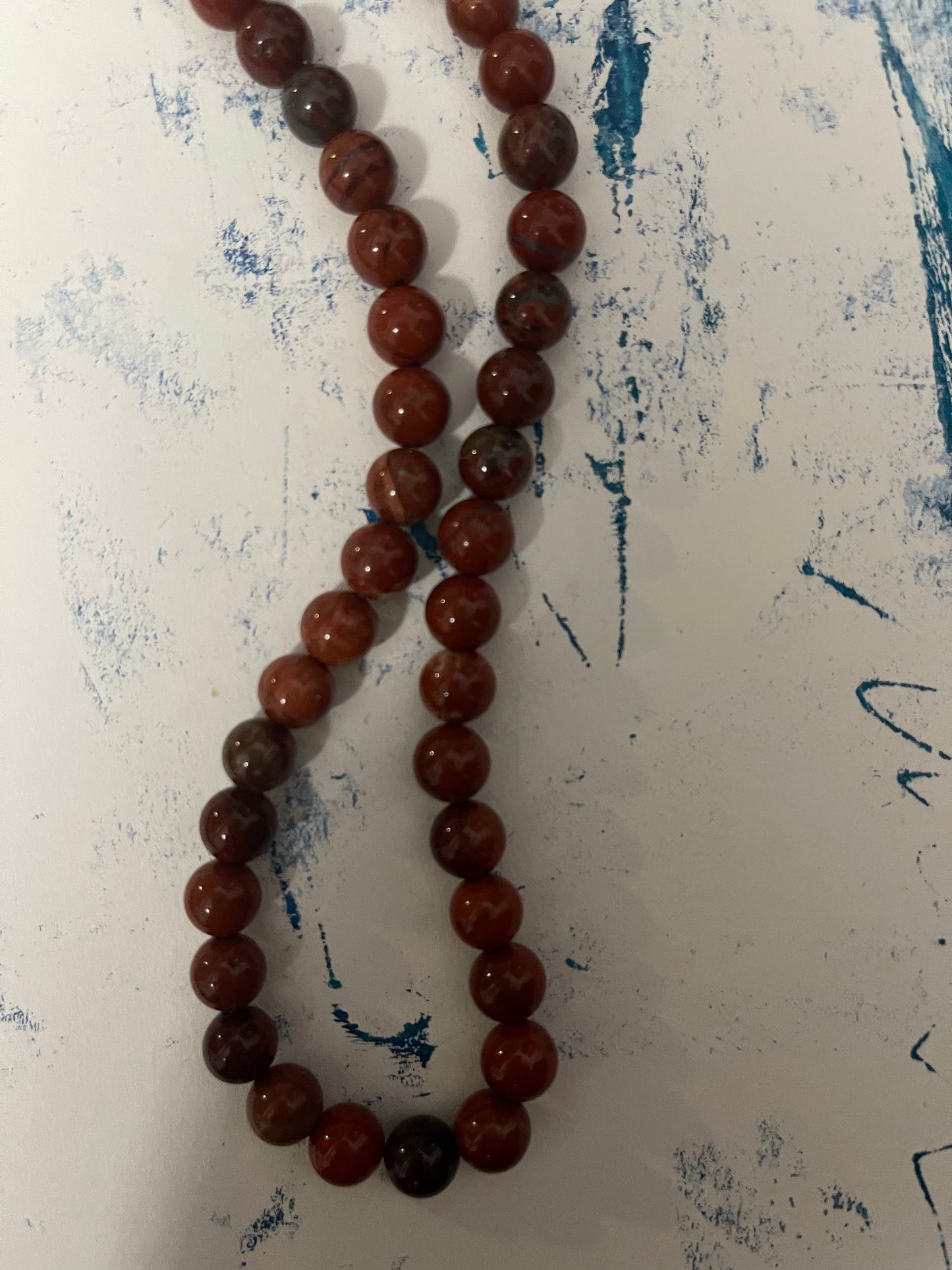 RED JASPER 8MM ROUND 1 STRAND ABOUT 47 PCS