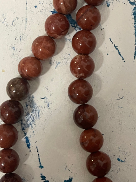 RED JASPER 8MM ROUND 1 STRAND ABOUT 47 PCS