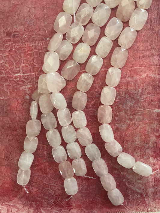 ROSE QUARTZ RECTANGLE FACETED 16X12MM 1 STRAND ABOUT 13 PCS
