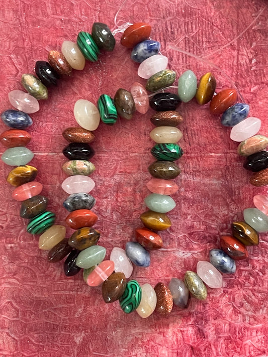 GEMSTONES MIX DISC 12X5MM 1 STRAND ABOUT 33 PCS