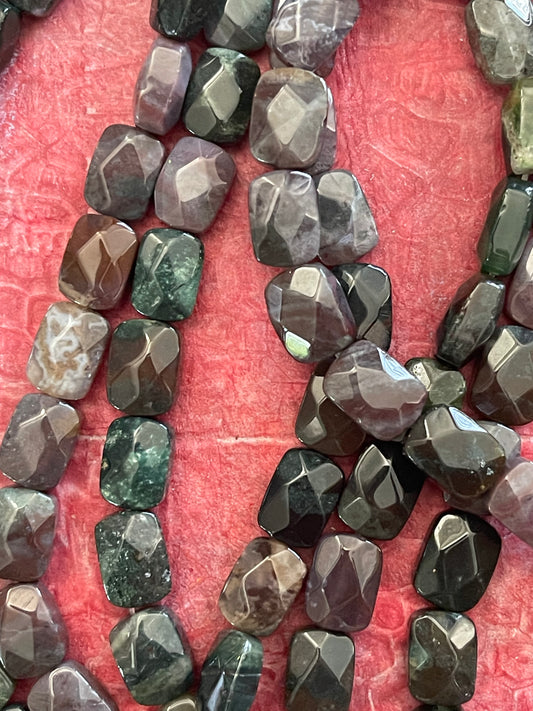 INDIAN AGATE RECTANGLE FACETED 11X8MM 1 STRAND ABOUT 18 PCS