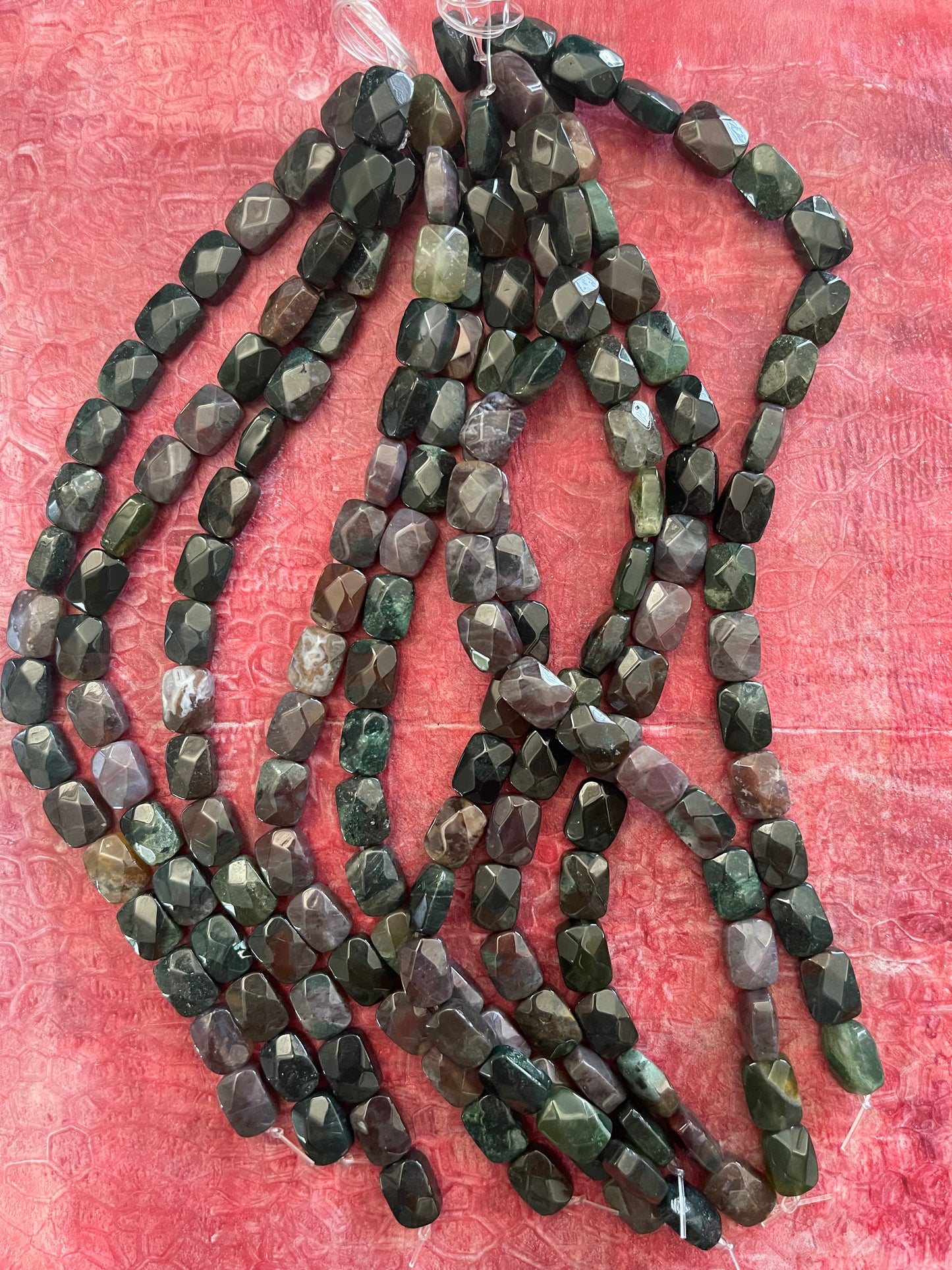 INDIAN AGATE RECTANGLE FACETED 11X8MM 1 STRAND ABOUT 18 PCS