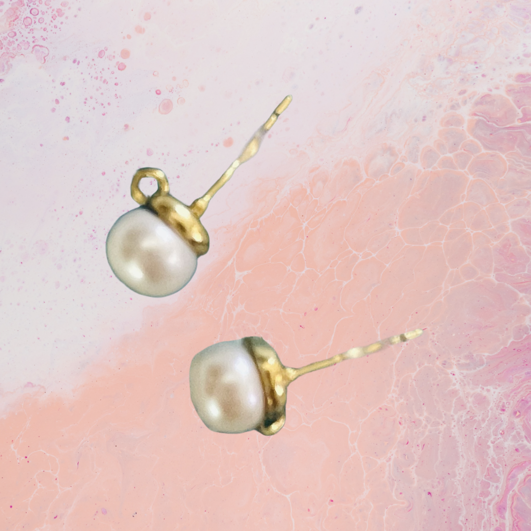 EARRINGS PEARL STUD WITH LOOP GP 18 KT 1 PAIR