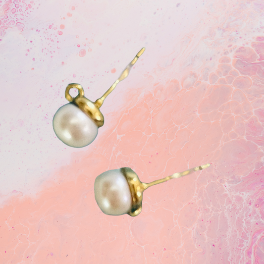 EARRINGS PEARL STUD WITH LOOP GP 18 KT 1 PAIR