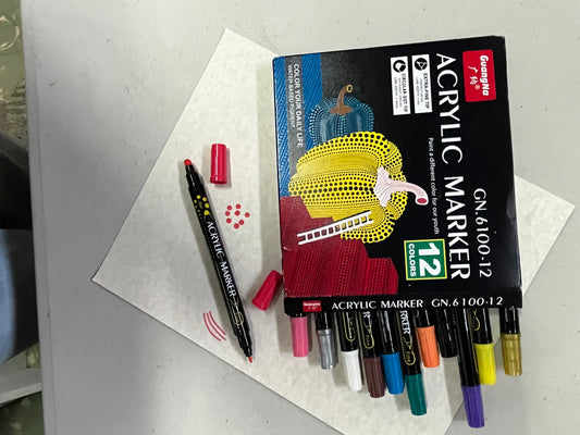 MARKERS SET 12 PC ACRYLIC DUAL TIP