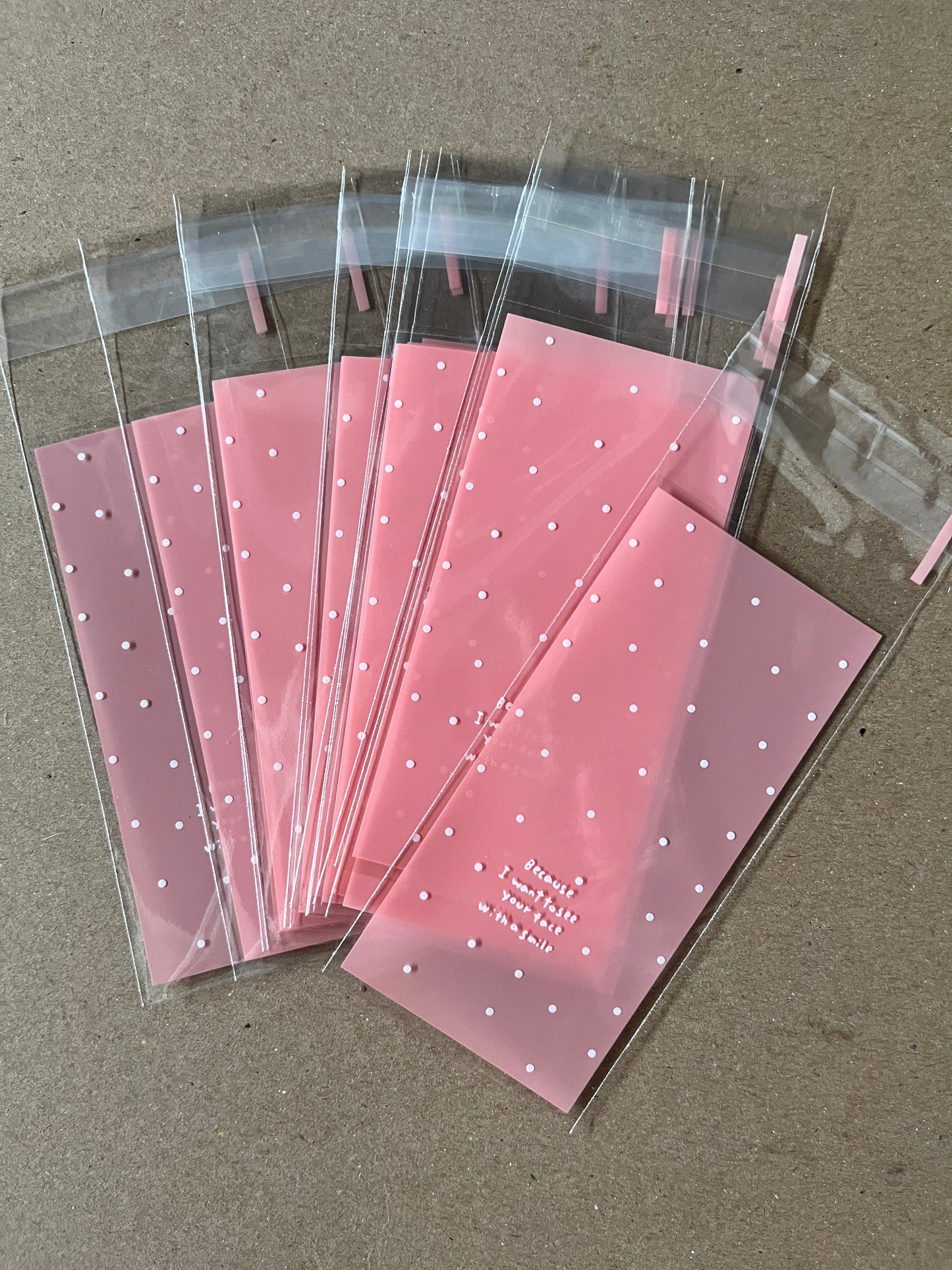 CELLO BAG POLKA DOT PINK 13X5CM