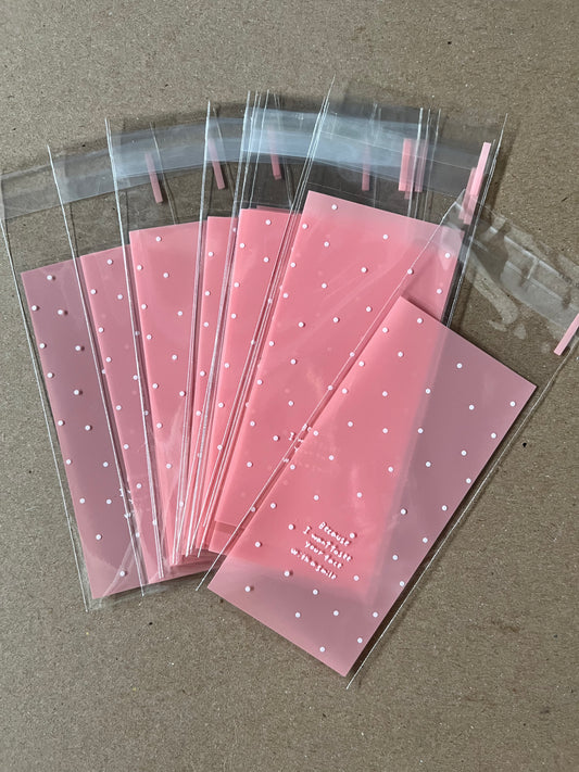 CELLO BAG POLKA DOT PINK 13X5CM