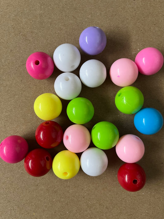ROUND ACRYLIC BEADS MIXED COLORS 18 MM 20 PC