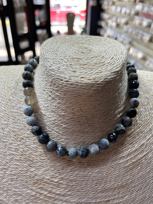 FIRE CRACKLE AGATE 10MM ROUND BLACK 1 STRAND