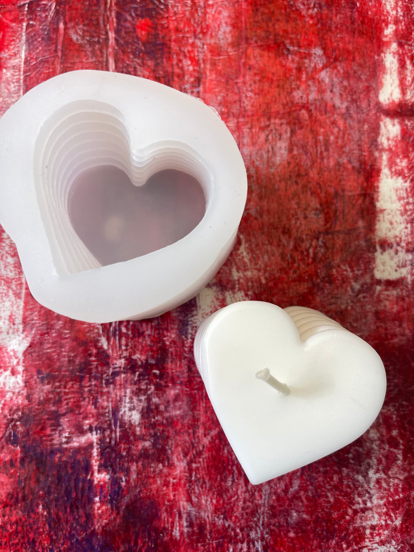 CANDLE MOLD STACKED HEARTS 5X5 CM