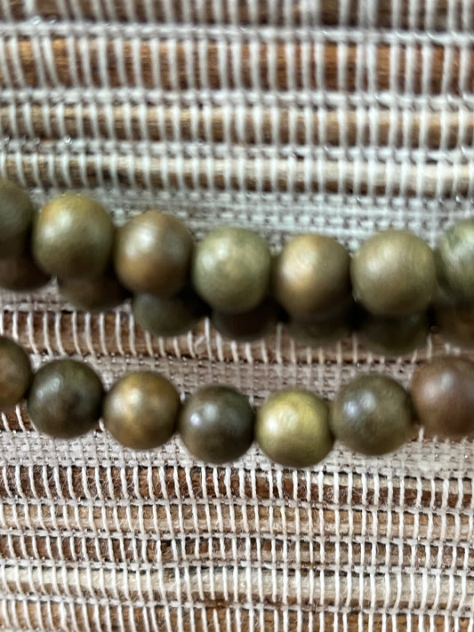 WOOD BEAD ROUND OLIVE 6MM 1 STRAND
