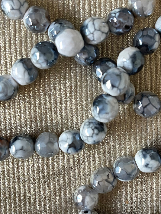 AGATE ELECTROPLATED PEARL WHITE LUSTER 8.5MM