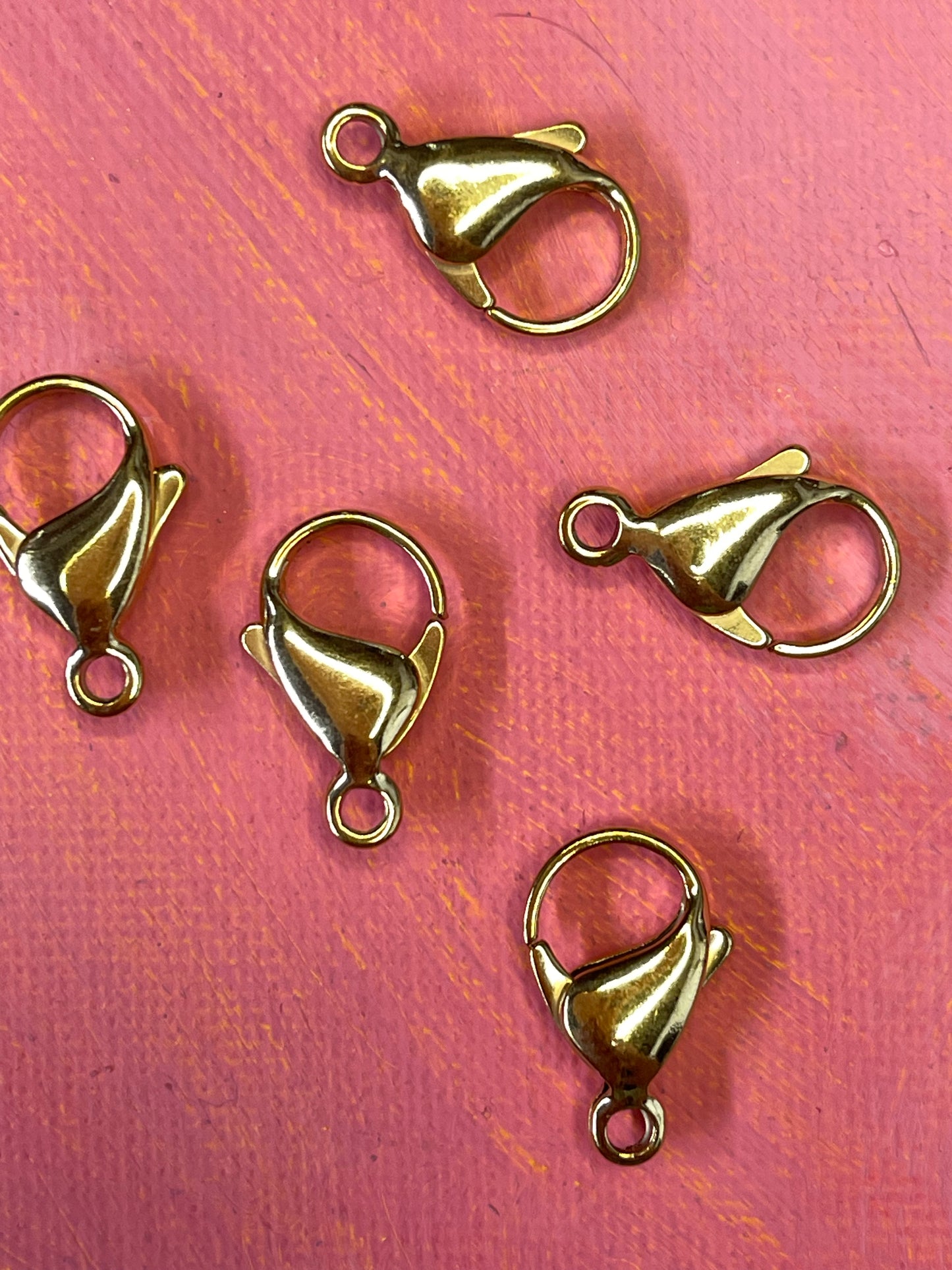 LOBSTER 19X12MM STAINLESS STEEL GOLD 5 PC