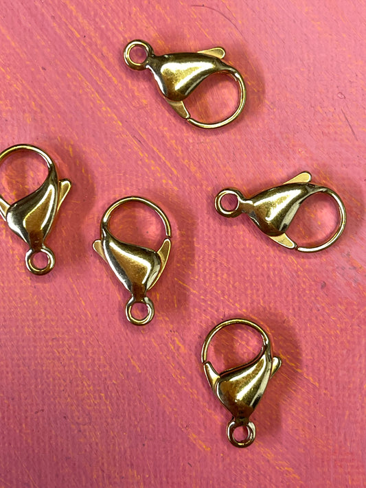 LOBSTER 19X12MM STAINLESS STEEL GOLD 5 PC