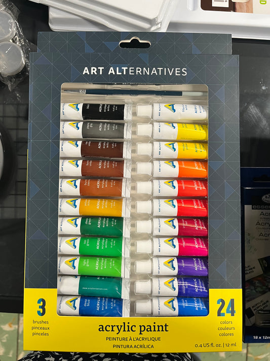 ACRYLIC PAINT SET 24 COLORS ART ALTERNATIVES