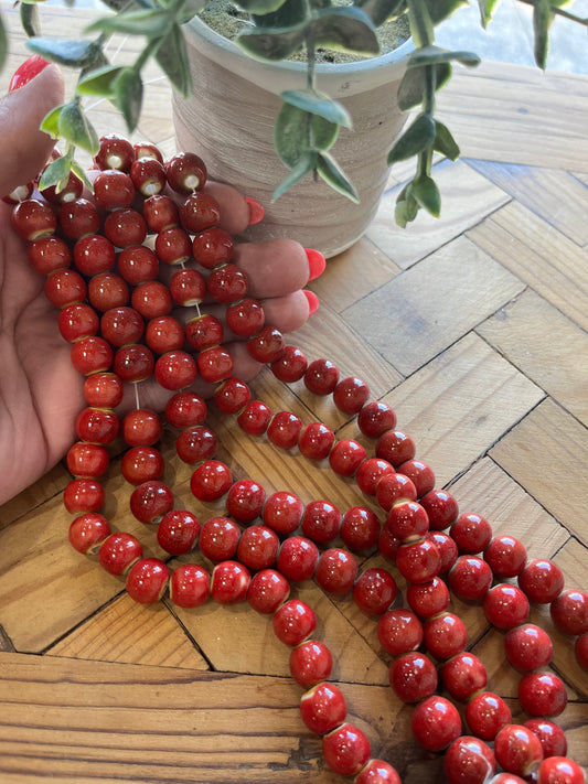 PORCELAIN BEAD ROUND 12-13 MM HOLE 2 MM 1 STRAND