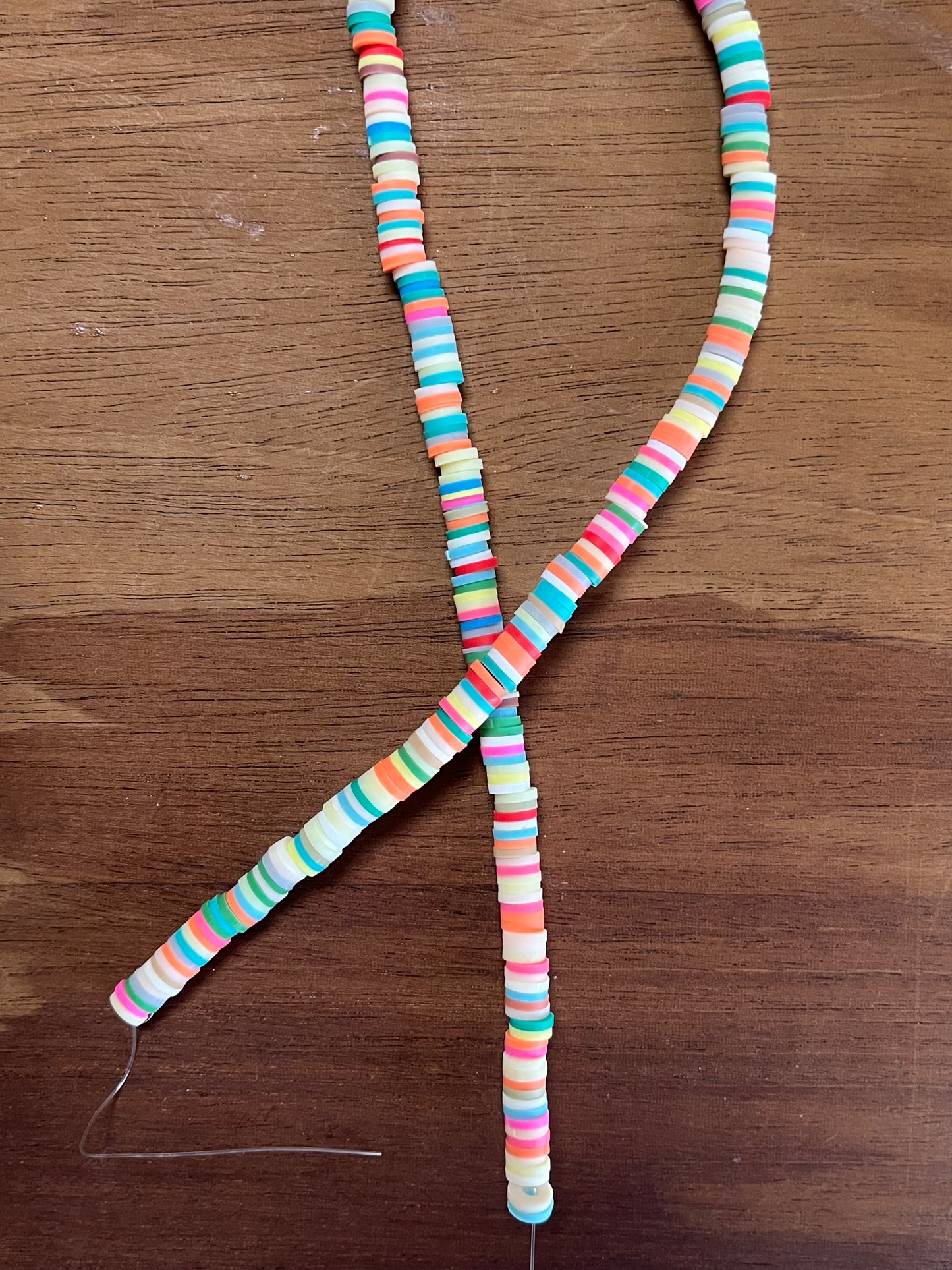 POLYMER CLAY HEISHI FLAT DISK BEAD Pastel multi 1 STRAND 1 PC