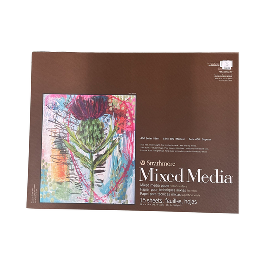 MIX MEDIA PAPER PAD 18X24 184 LB 15 SHEETS STRATHMORE 400