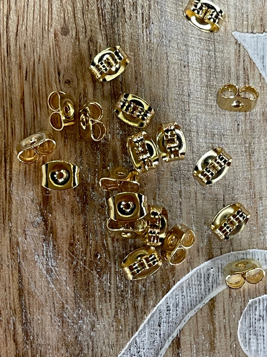 EAR NUT SST GOLD 4.5X3MM 20 PCS