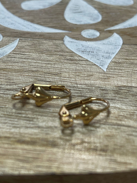 EARRING SST GP 24KT 14X12MM LEVERBACK 2 PAIRS shell design