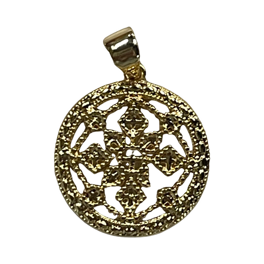 PENDANT ROUND GP 18KT FILIGREE 1 PC