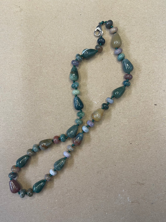 NECKLACE INDIAN AGATE TEARDROP 18.1