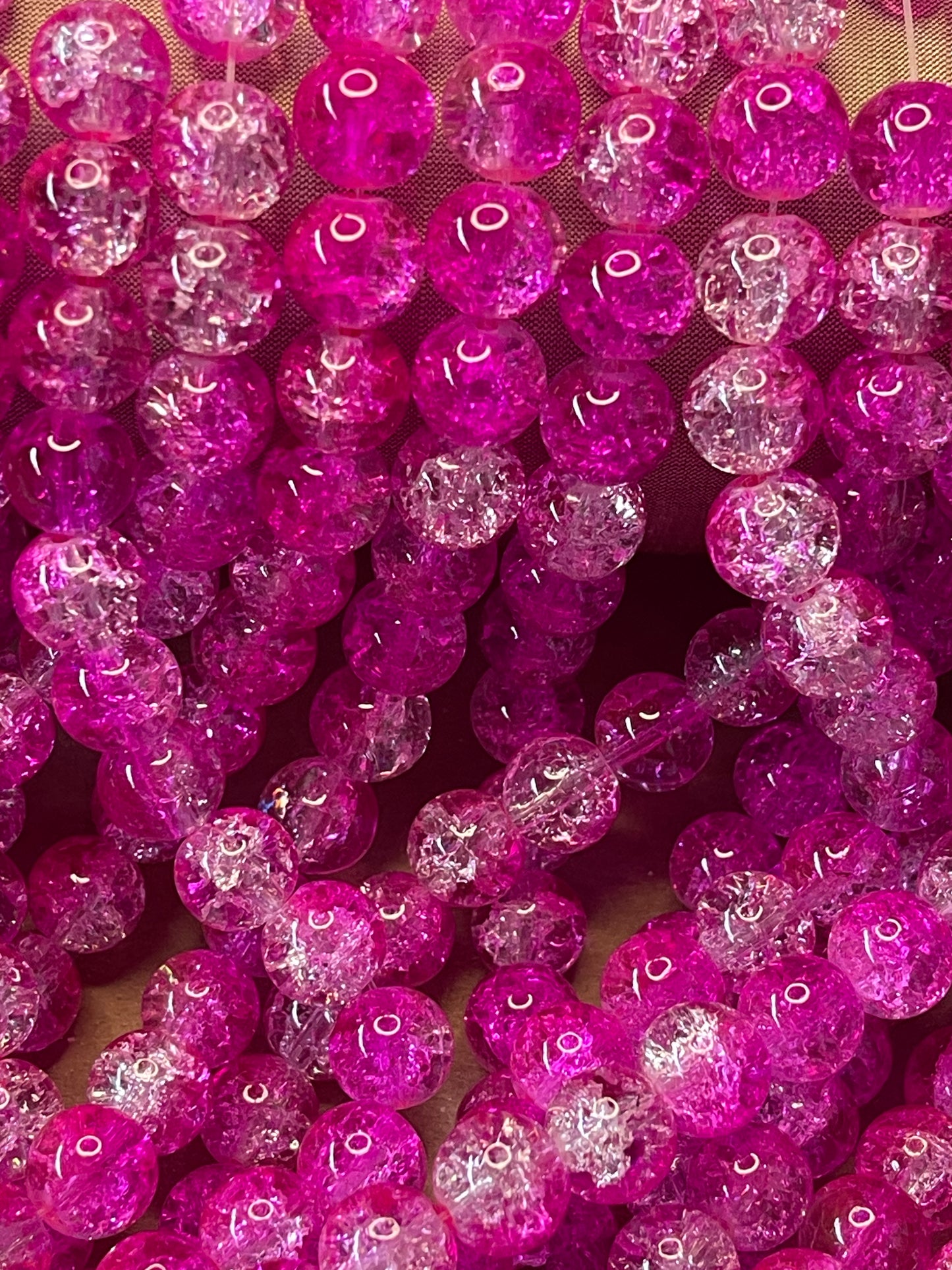 CRACKLE GLASS 10MM ROUND 3 COLORS