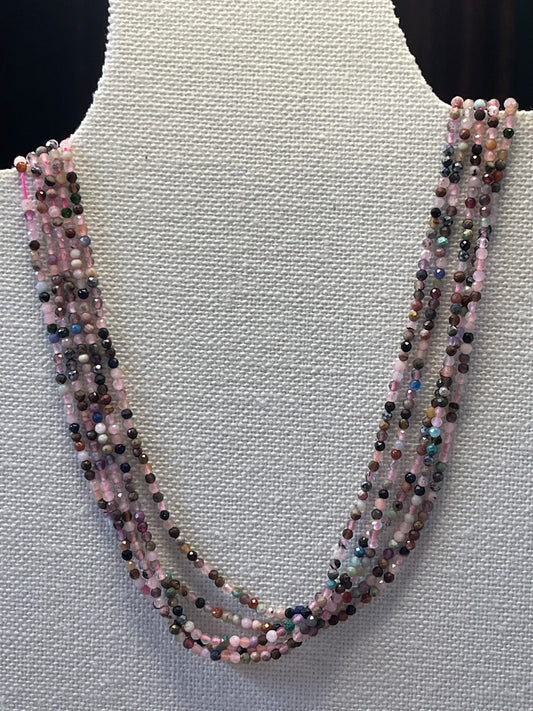 GEMSTONE MIX 2MM ROUND FACETED 1 STRAND